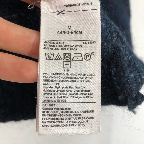 Banana Republic Women's Size Medium Blue Merino Wool Alpaca Grandpa Cardigan - Picture 9 of 10